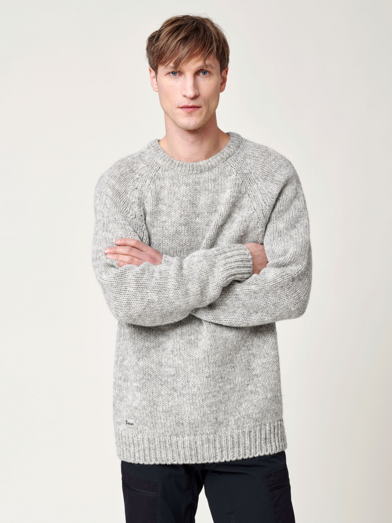 Men's Norrby Wool Sweater - Gray Melange in the group Men's / Hoodies & sweaters - Men's / Knitwear - Men's at Röyk (11001121_r)