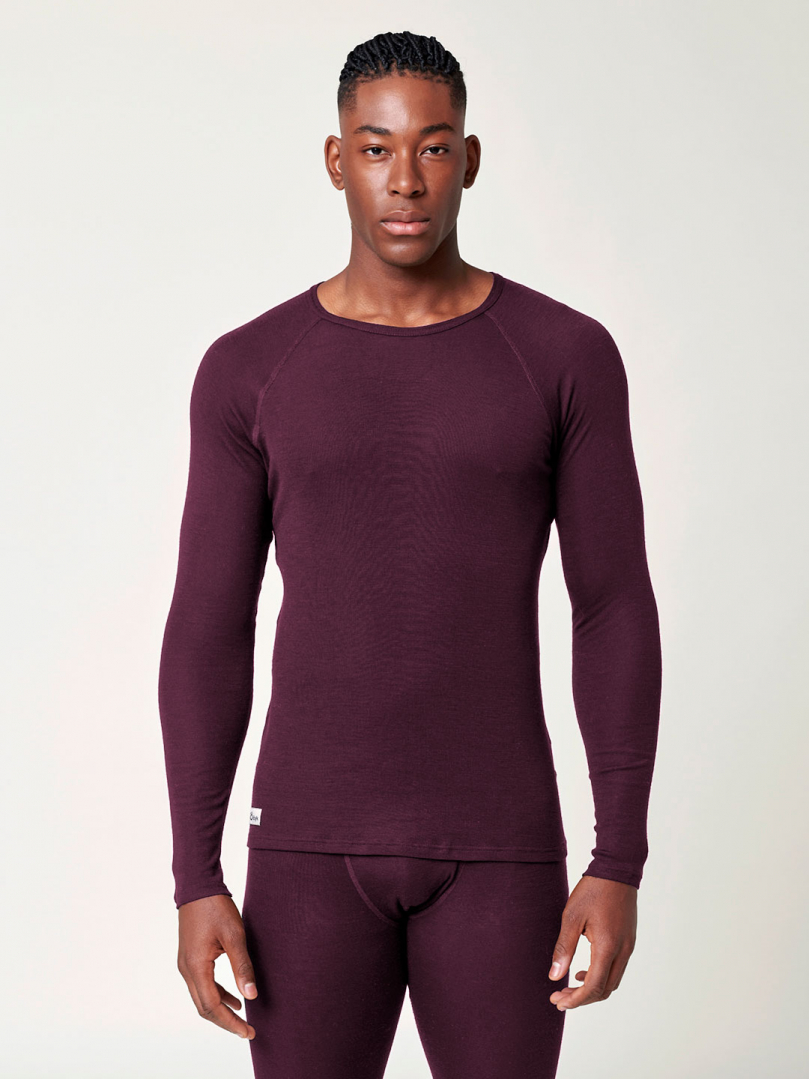 Men's Merino/Bamboo Sweater - Red Wine in the group Men's / Base-layers - Men's at Röyk (1141051_r)