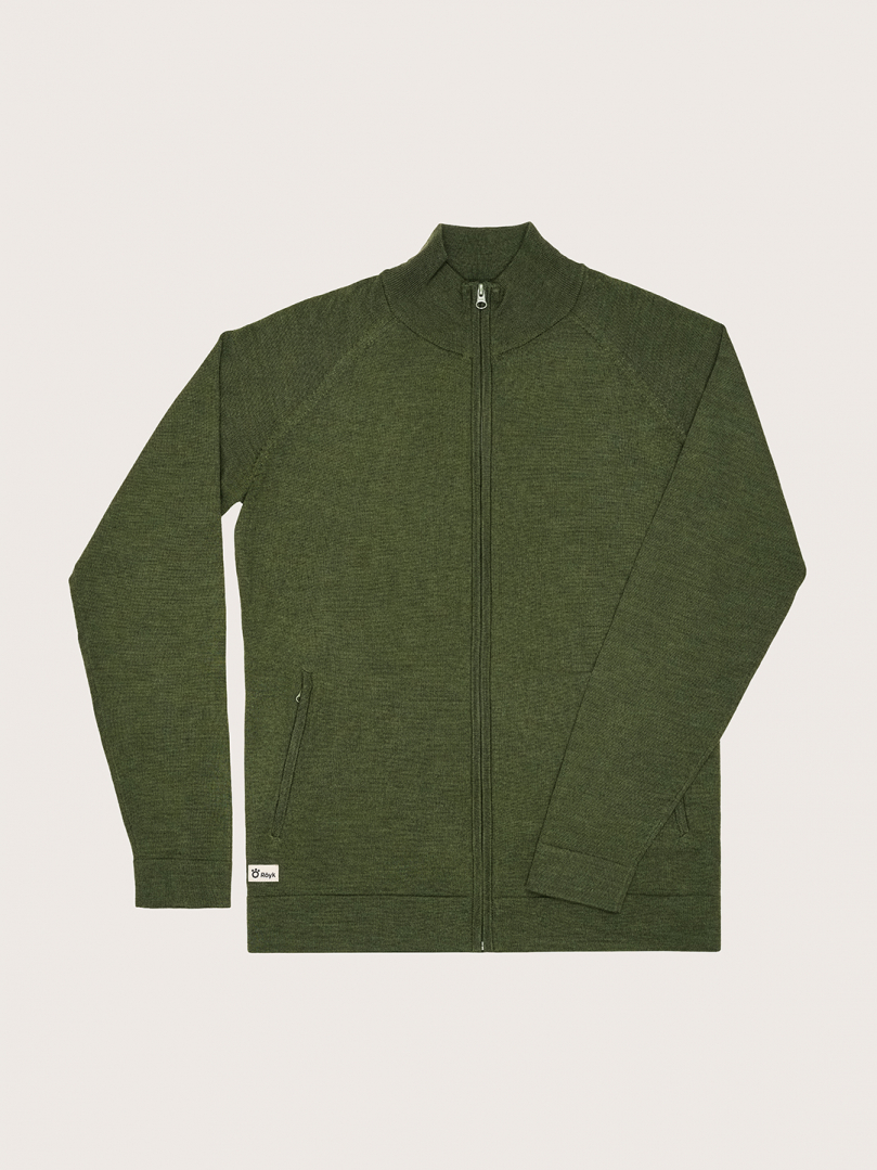 Men's Merino Full Zip Cardigan - Green in the group Men's / Hoodies & sweaters - Men's / Knitwear - Men's at Röyk (134022541_r)