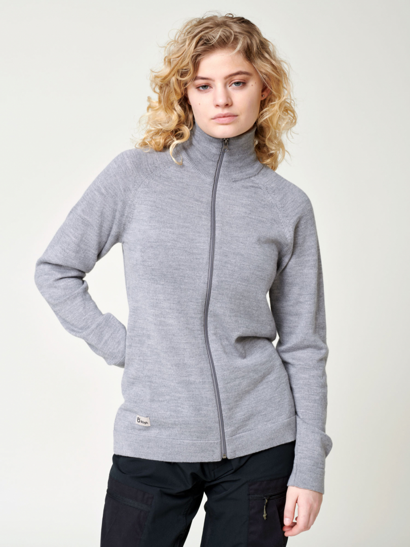 Women's Merino Full Zip Jacket - Grey Melange in the group Women's / Hoodies & sweaters- Women's / Knitwear - Women's at Röyk (231120_r)