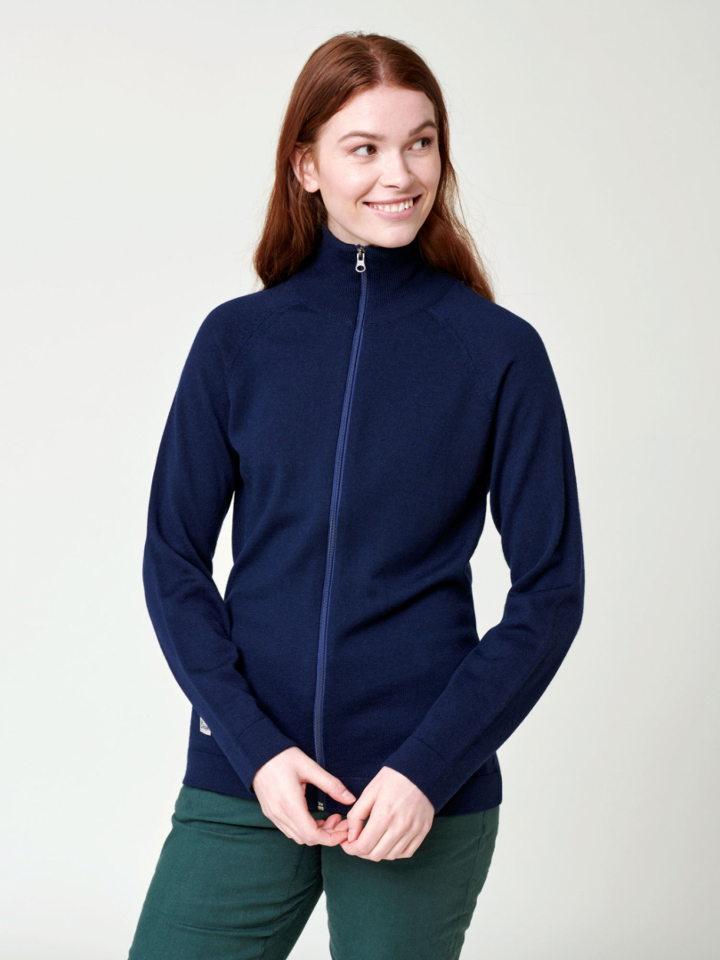 Women's Merino Full Zip Jacket - Navy in the group Women's / Hoodies & sweaters- Women's / Knitwear - Women's at Röyk (231200_r)