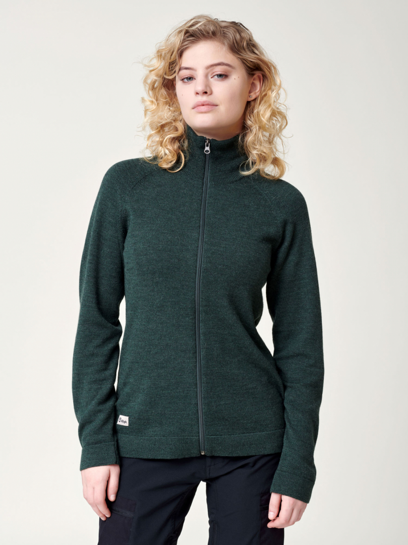 Women's Merino Full Zip Jacket - Dark Green in the group Women's / Hoodies & sweaters- Women's / Knitwear - Women's at Röyk (23850_r)