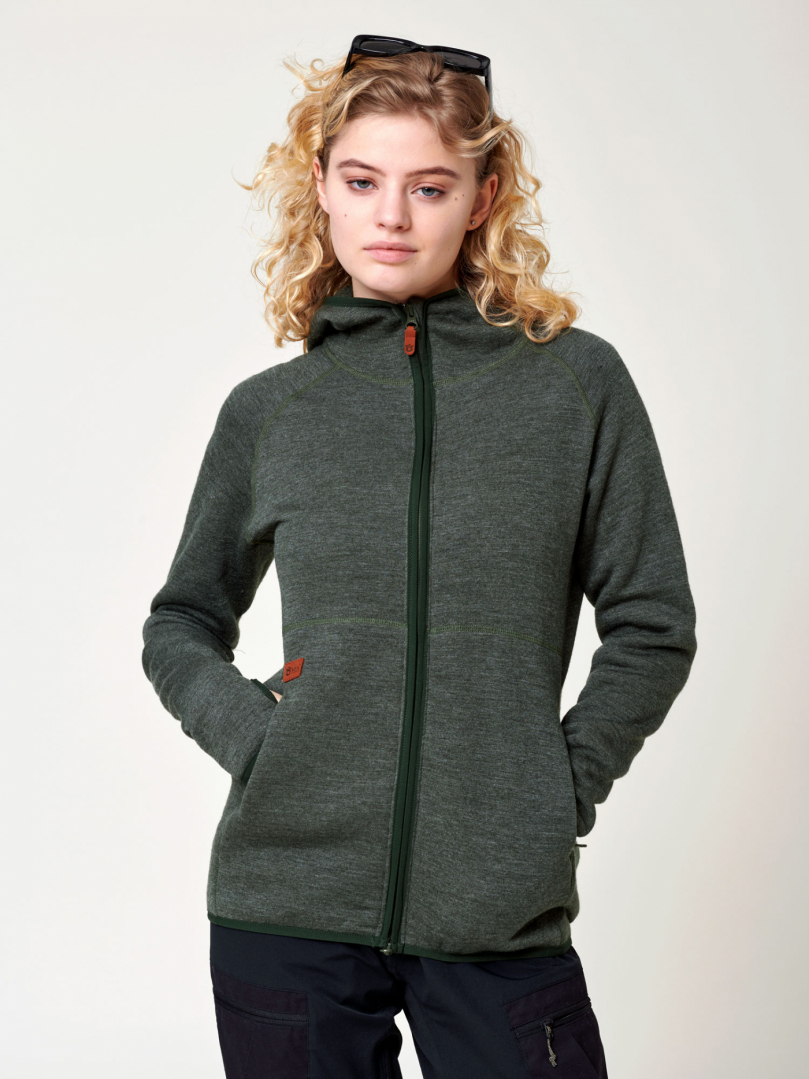 Women's Merino Full Zip Hoodie - Green in the group Women's / Hoodies & sweaters- Women's at Röyk (28123170_r)
