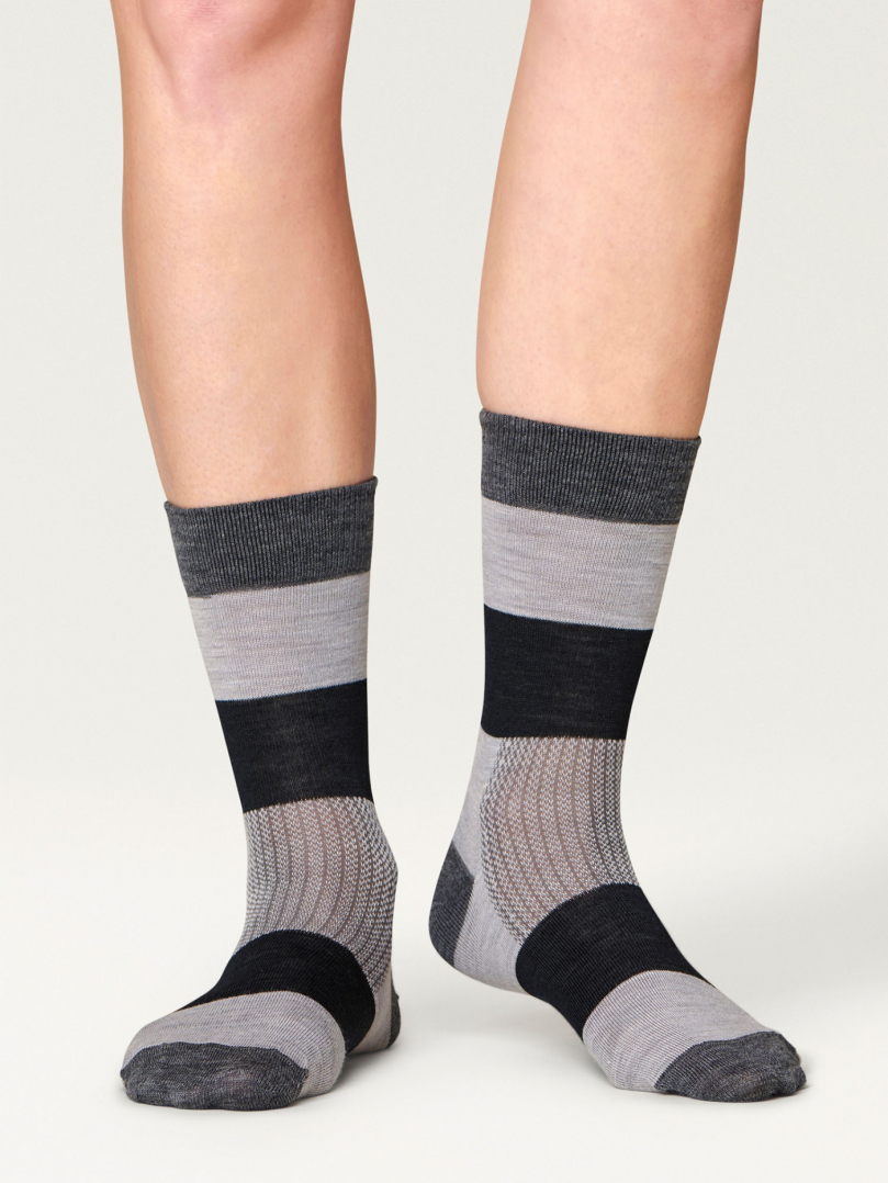Everyday Merino Socks - Heavy Stripes Grey in the group Accessories / Socks / Everyday socks at Röyk (7001683436_r)